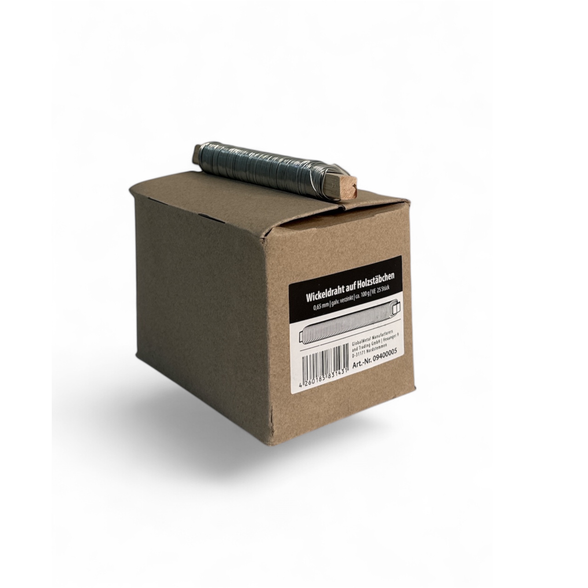 Wickeldraht verz. 0,65 mm auf Holzstäbchen a 100 gramm